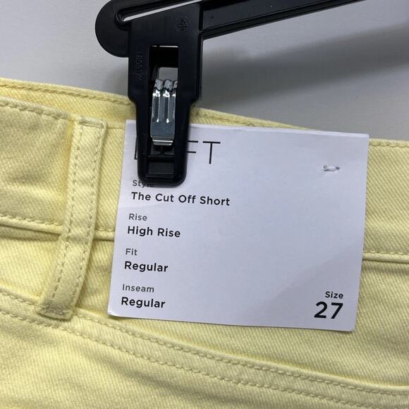 LOFT The Cut Off Short Yellow Denim High Rise 4" Inseam Cotton Stretch NWT Sz 27 - Picture 2 of 8